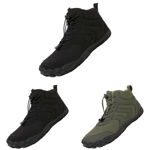 Generisch Barfuß Stiefel Herren, Herren Winterstiefel Warm Schneeschuhe Retro Wanderschuhe rutschfeste Schnürstiefel Casual Schneestiefel Running Bootsschuhe Weit Winterboots Trekking Winterschuhe von Generisch