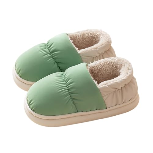 Generisch Barfußschuhe Kinder Patchwork Warme Hausschuhe Mädchen mit Fersenabdeckung Plüsch Slippers Kids Schaum Flachem Pantoletten Winter Draußen Filzpantoffeln Modische Einfach Winterschuhe von Generisch