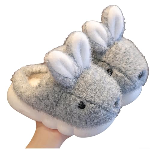 Generisch Barfussschuhe Kinder mit Kaninchenform Warme Hausschuhe Schaum Sohle Barfussschuhe Rutschfest Slippers Hineinschlüpfen Schuhe Plüsch Winterschuhe Winter Pantoletten von Generisch