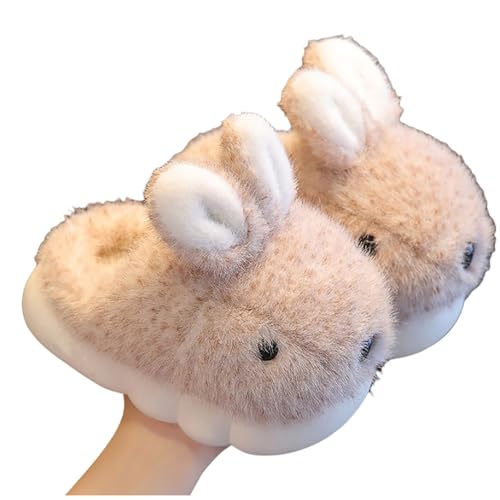 Generisch Barfussschuhe Kinder mit Kaninchenform Warme Hausschuhe Schaum Sohle Barfussschuhe Rutschfest Slippers Hineinschlüpfen Schuhe Plüsch Winterschuhe Winter Pantoletten von Generisch