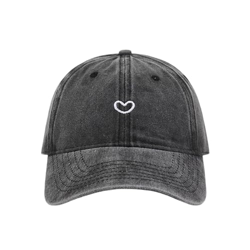 Generisch Baseball Cap Damen, Basecap Damen Pferdeschwanz Cap mit Zopfloch Herzförmiges Baseball Caps Schirmmütze Verstellbare Kappe Schildkappe Sonnenschutz Cappy Frauen für Sommer Sport, Schwarz, von Generisch