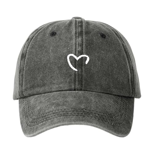 Generisch ​Baseball Cap Damen mit Herz Stickmuster Verstellbare Baumwollkappe Sport Sommer Outdoor Mütze Kappe für Frauen Reise Festival Sonnenschutz​​ von Generisch