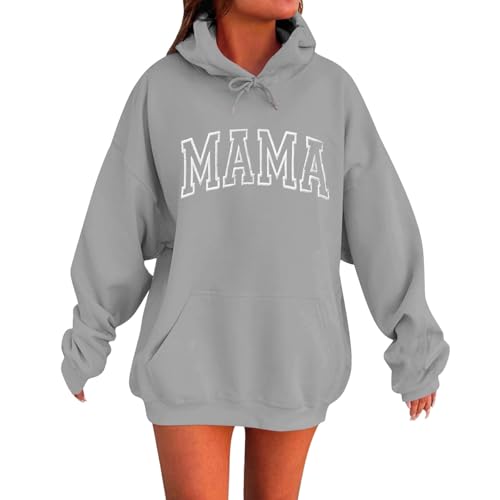 Generisch Basic Kapuzenpullover Damen Oversized Hoodie Casual Langarm Pullover Sweatshirt mit Kapuze,Kuschel-Fleece-Pullover Für Damen,Retro-Mode von Generisch