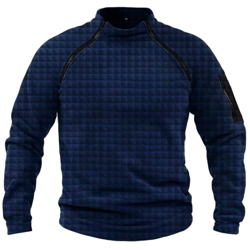 Generisch Basic Pullover Herren Crewneck Sweatshirts Fleece Winter Langarmshirts Freizeit Sport Oberteile Shirt Half Zip Pullover Herren Men Clothes Sweatshirt für Herren ohne Kapuze von Generisch