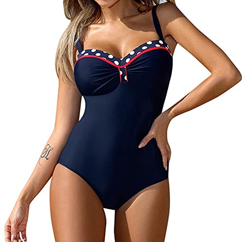 Generisch Badebekleidung mit Push-Up, gepolstert, für Damen, Einteiler, Monokini, Tankini-Set, Neopren, Badeanzug für Damen, rot, XL von Generisch