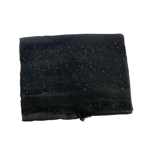 Generisch Baumwolle Frauen Foulard Winter Schal mit Pailletten lange solide Schal warm dick gestrickt(Black) von Generisch