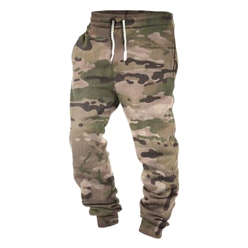 Generisch Baumwolle Jogginghose Herren Camouflage Modern Militär Hose Bundeswehr Slim Fit Sporthose Gym Fitness Laufen Sweatpants Vintage Freizeit Trainingshose Mit Taschen-XXL-Khaki von Generisch