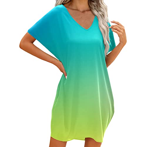 Generisch Baumwolle Leinen Blusenkleid Vielseitig Einfarbig Locker Kaftan Langes Strandkleid Damen Große Größen 48 Damen Große Größen Shirtkleider Blau Einfarbige Vintage Kleider von Generisch