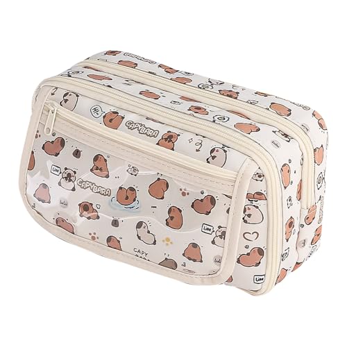 Generisch Bencil -Fall mit großer Kapazität | Netter Capybara Reißverschlussbeutel Organizer | Capybara Pencil Fall | Cartoon Muster Briefpapiertasche | Bleistiftfall für das School College Study von Generisch