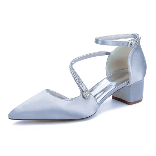 Generisch Bequem Hochzeits Schuhe Damen Riemchen Brautschuhe Blockabsatz Abend Partei Abschlussball Pumps Mit Strass,Silber,37 EU Generisch Bequem Hochzeits Schuhe Damen Riemchen Brautschuhe Blockabsatz Abend Partei Abschlussball Pumps Mit Strass,Silber,37 EU von Generisch