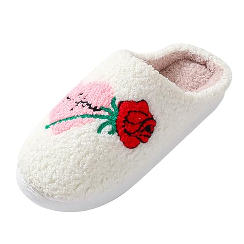 Generisch Bequeme Damen Hausschuhe Baumwolle für Plüschfördernde warme Slipper für Innenräume Ideal zum Entspannen Kuscheln (Beige, 38) von Generisch