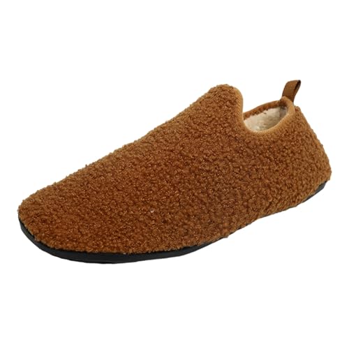 Generisch Bequeme Damen Hausschuhe Baumwolle für Winter - Weiche rutschfeste Slipper für mit dickem Futter warmen Eigenschaften (Brown, 41) von Generisch