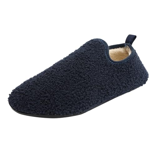 Generisch Bequeme Damen Hausschuhe Baumwolle für Winter - Weiche rutschfeste Slipper für mit dickem Futter warmen Eigenschaften (Dark Blue, 43) von Generisch
