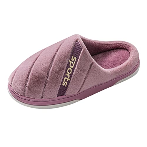 Generisch Bequeme Damen Hausschuhe für den Winter Warm weich Flache Baumwoll-Slipper Ideal für Entspannung (Purple, 37) von Generisch
