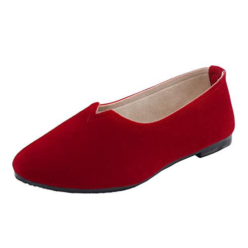 Generisch Bequeme Damen Sandalen Slip-On Flacher Stil Freizeit- Arbeitsschuhe Modische Einzelschuhe für den Alltag (Red, 41) von Generisch