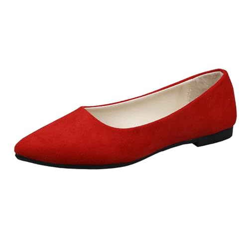 Generisch Bequeme Damen-Schlupfballerinas mit quadratischer Zehenpartie (Red, 36) von Generisch