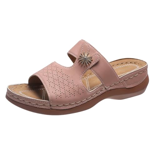 Generisch Bequeme Damen Slipper für Alltag Urlaub Strand Dates Offenes Zehendesign praktische Slip-On-Konstruktion mit hochwertigem Keilabsatz (39) von Generisch