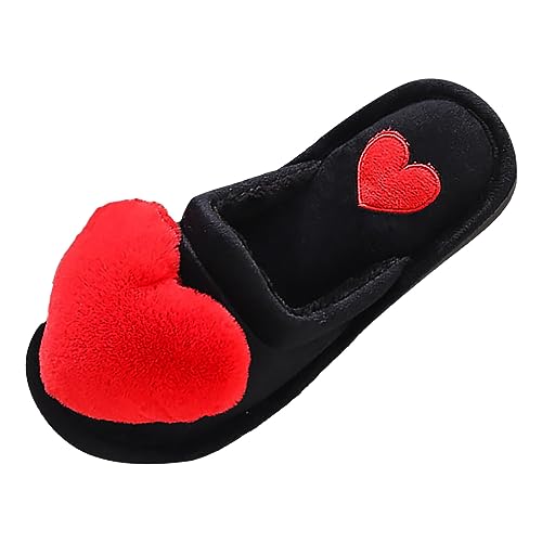 Generisch Bequeme Damen Slipper für drinnen kuschelig weich Flacher Fußbett Baumwoll-Hausschuhe ideal für gemütliche Wintertage (Red, 37) von Generisch
