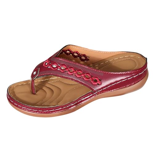 Generisch Bequeme Damenschuhe für den Sommer lässige Slipper mit Zehensteg stilvolle Keilsandalen für Urlaub Strand Alltag (41) von Generisch