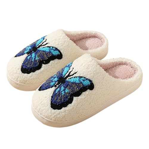Generisch Bequeme Hausschuhe für Damen - Lustige Baumwoll-Slipper für Perfekt für Entspannung Freizeit (White, 45) von Generisch