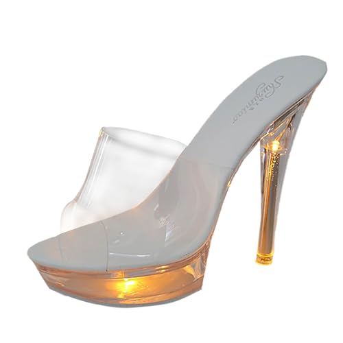 Generisch Bequeme Sandalen Damen Sandaletten Hochhackige Sommermode Transparente Fersen Trendige Fußbekleidung für eleganten Auftritt (Yellow, 41) von Generisch