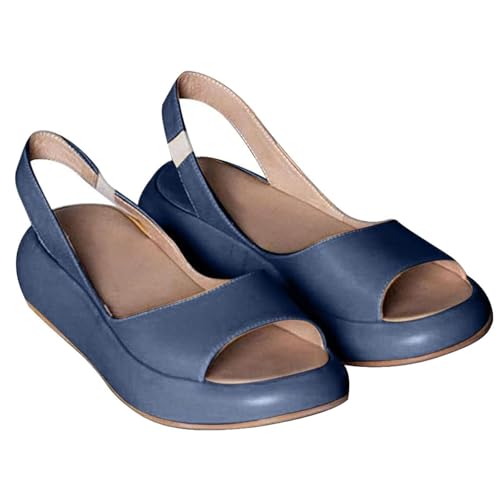 Generisch Bequeme orthopädische Sandalen für Damen, Sommer-Gehsandalen mit Fußgewölbeunterstützung, gepolsterte Sandalen mit Rückenriemen, weich, leicht, zum Hineinschlüpfen (Blue,39) von Generisch