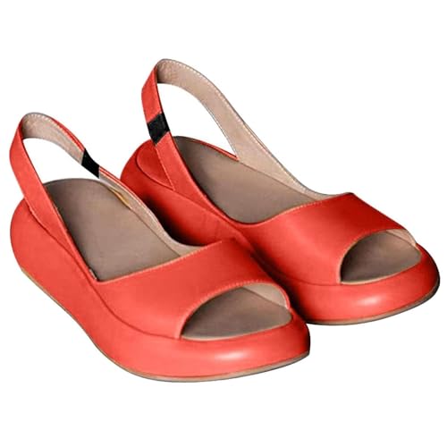 Generisch Bequeme orthopädische Sandalen für Damen, Sommer-Gehsandalen mit Fußgewölbeunterstützung, gepolsterte Sandalen mit Rückenriemen, weich, leicht, zum Hineinschlüpfen (Orange,40) von Generisch
