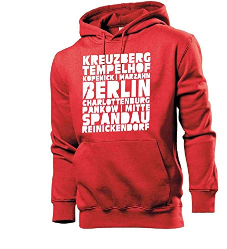 Generisch Berlin Stadtteile Männer Hoodie Sweatshirt Rot XXL von Generisch