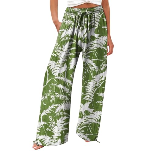 Generisch Bestellungen Anzeigen Urlaub Must Haves Weite Sommerhose Damen Leicht Und Luftig High Waist Strandhose Lang Freizeithose Sommer Palazzo Hose Bequem Stoffhose Blitzangebote von Generisch