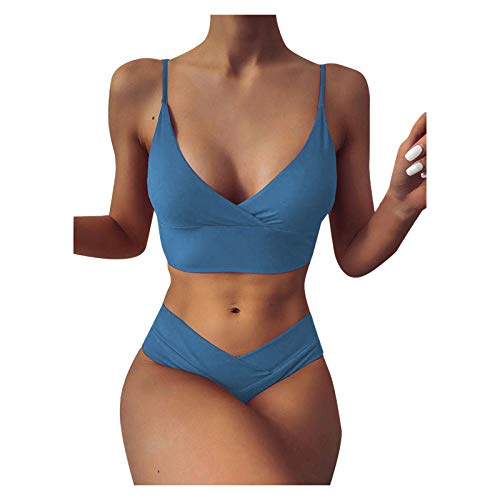 Generisch Bikini Damen Curvy Bikini Hose Bikini Damen Set mit bügel b Damen sexy extrem b Damen Bademoden für Damen Blau-C M 19.99 von Generisch