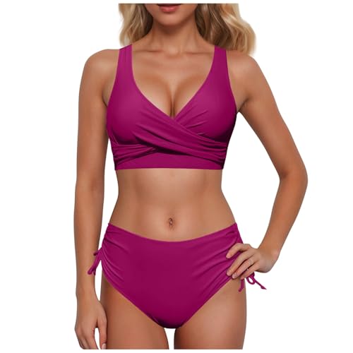 Generisch Bikini Damen Set Oberteil Blau Hose Bauchweg Swimsuit Swimsuits for Women Monokini Curvy Frauen Badeanzug 2 Teilig High Waist Bikinis Push Up Bademode Badebekleidung Tankinis von Generisch