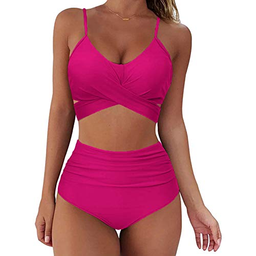 Generisch Bikini Damen sexy Push up Bikini Damen große größen Sport b umstandsb mit bügel b schwarz Damen badeanzüge für Damen bauchweg Hot Rosa-a L 20.99 von Generisch