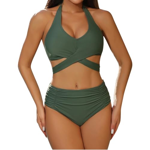 Generisch Bikini High Waist Frauen Zweiteiler Türkis Triangel Bikini-Sets Mit Körbchen Y2k Brazilian Swimsuits Für Damen Angebot Sommer Sport Figurformend Schwimmkleid M von Generisch