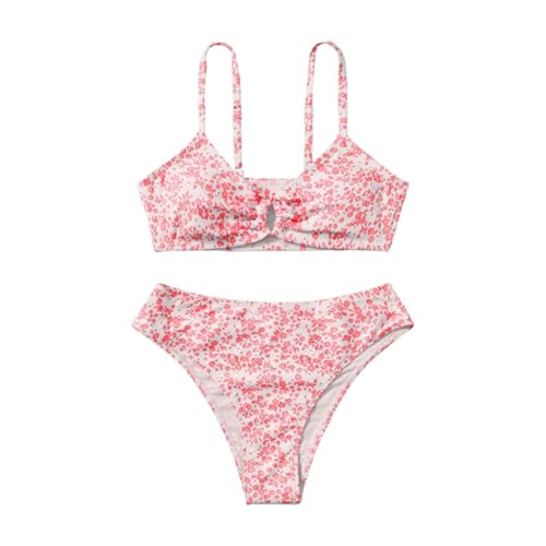 Generisch Bikini-Set Mädchen: Bikini Teenager Mädchen, Kinder Zweiteiliger Badeanzug mit Spaghettiträgern, Bikinioberteil Und Bikinihose, Blumen-Bikinis, Strand Bademode, Schwimmanzug, Badeanzüge von Generisch
