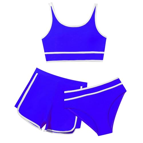 Generisch Bikini Set Mädchen 3-teiliges Badeanzüge mit Sportlichen Shorts Strand-Bademode für Kinder Teenager 8–14 Jahre von Generisch