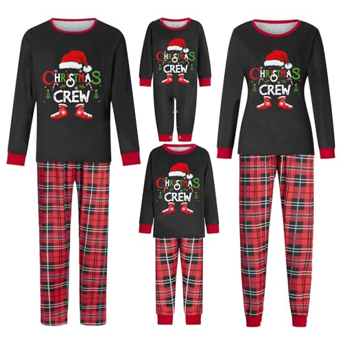 Generisch Weihnachts Pyjama Familie Set, Kuschelig Matching Schlafanzug Damen Herren Partner Baumwolle Christmas Pyjama Kinder Jungen Mädchen Familie Pyjamas Set von Generisch