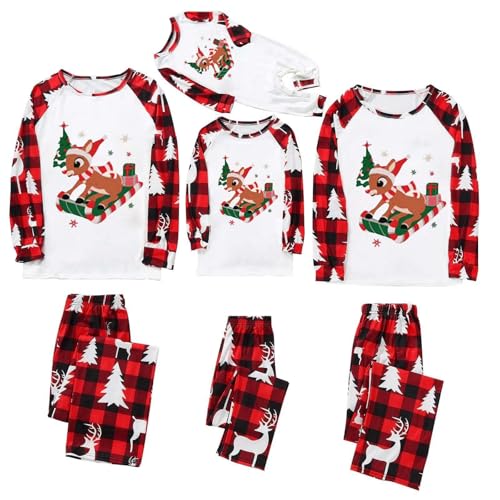 Generisch Weihnachts Pyjama Familie Set, Kuschelig Matching Schlafanzug Damen Herren Partner Baumwolle Christmas Pyjama Kinder Jungen Mädchen Familie Pyjamas Set von Generisch