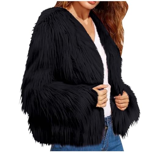 Generisch Black Friday Angebote 2024 AB Wann Datum Pelzmantel Damen Kurz Kunstfell Winterjacke Verdickte Einfarbig Felljacke Thermal Pelzjacke Cardigan Kunstpelz Wintermantel Langarm von Generisch