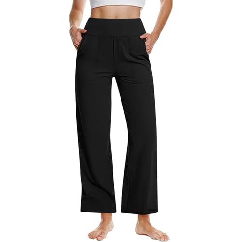 Generisch Black Friday Angebote 2024 AB Wann Hosen Damen Baggy Palazzo Hose High Waist Sporthose Stretch Gerade Yogahose Bauchkontrolle Jogginghose Outdoor Freizeithose Trainingshose mit von Generisch