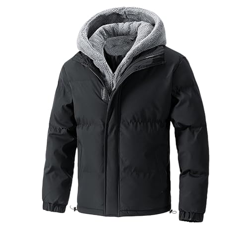 Generisch Black Friday Angebote 2024 AB Wann Jacke Herren Winter Warm Kapuzenjacke Einfarbig Langarm Winterjacke Große Größen Herren-Jacken Farbabstimmung Wintermantel Reißverschluss von Generisch
