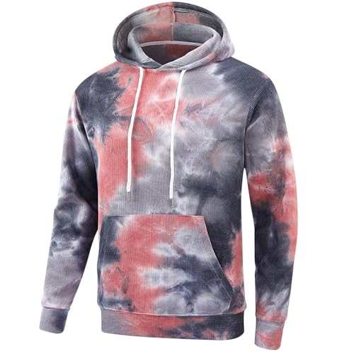 Generisch Black Friday Angebote 2024 AB Wann Pullover Herren Langarm Batik Bedrucken Hoodie Dünne Sweatshirt mit Kapuze Autumn Lässig Kapuzenpullover Modisch Taschen Pulli Regular Fit Sport von Generisch