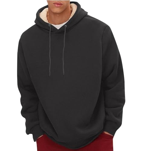 Generisch Black Friday Angebote 2024 Herren Fleece Hoodie Teddy Fleece Kapuzenpullover Langarm Warme Sweatpullover Freizeit Sport Sweatjacke Winter Locker Kapuzenpulli Lässig Pullover（1-Black,X-Large von Generisch