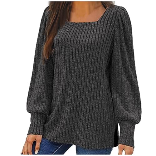 Generisch Black Friday Angebote 2024 Pullover Damen Langarmshirt Weihnachtspullover Winter Strickpullover Elegant Blusen Pulli Oversize Oberteile Locker Winterpullover Leicht Longshirt Große Größe von Generisch