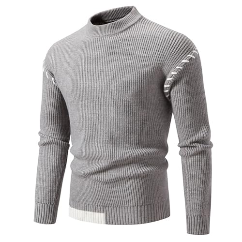 Generisch Black Friday Angebote 2024 Strickpullover Herren Farbblock Stitching Strick Pullover Lässig Langarm Sweatshirt Winter Feinstrick Pulli Regular Fit Stretch Strickpulli Rundhals Feinstrick von Generisch