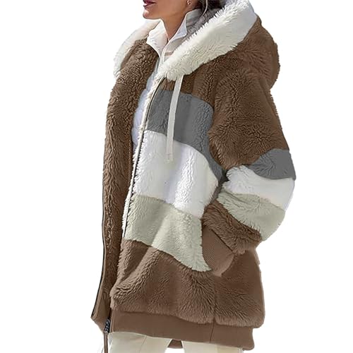 Generisch Black Friday Angebote Fleecejacke Damen Mit Kapuze Teddyfleece Jacke Oversize Warm Sherpa Kapuzenjacke Winter Fleece Teddyjacke Reißverschluss Hoodie Mantel Plüschjacke Sparabos Angebote von Generisch