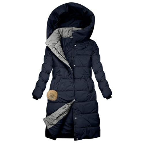 Generisch Black Friday Damen Steppjacke Warm Mantel Gesteppt Winterjacke Lang Jacke Winter Übergangsjacke Winddicht Wintermantel Reißverschluss Steppmantel Bequeme Kapuzenjacke Freizeit Outwear von Generisch
