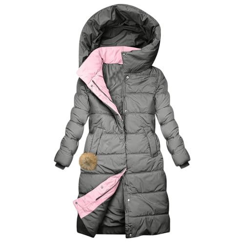 Generisch Black Friday Damen Steppjacke Warm Mantel Gesteppt Winterjacke Lang Jacke Winter Übergangsjacke Winddicht Wintermantel Reißverschluss Steppmantel Bequeme Kapuzenjacke Freizeit Outwear von Generisch