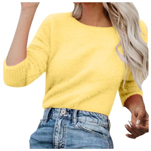 Generisch Black Friday Sale Tages Angebote Sale Damen Pullover Damen Winter Fleece Flauschig Pulli Fleecepullover Lang Weich Langarmshirt Warm Sweatshirt Fleecepulli Plüsch Tops Oberteile von Generisch
