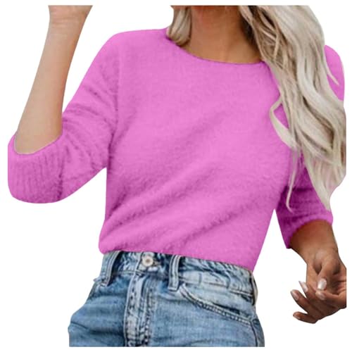 Generisch Black Week Angebote Pullover Damen Winter Fleece Flauschig Pulli Fleecepullover Lang Weich Langarmshirt Warm Sweatshirt Fleecepulli Plüsch Tops Oberteile Sonderangebote Heute von Generisch
