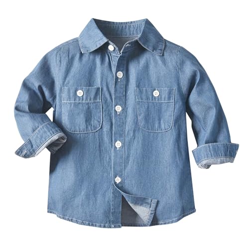 Generisch Blau Hemd Baby Jungen 86 Langarm Student Hemd Baumwolle Revers Freizeithemden Jeans Hemdbluse Sommerhemd Boy Langarmshirt Junge Button Down Casual Hemden Sommer Formelle Uniform von Generisch